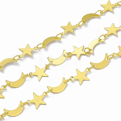 Handmade Brass Star & Moon Link Chains CHC-F015-16G-1