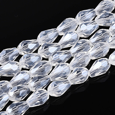 Transparent Teardrop Glass Beads Strands GLAA-T025-79A-01-1