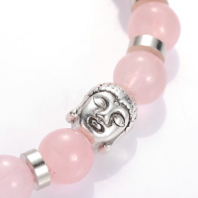 Buddha Head Gemstone Beaded Stretch Bracelets BJEW-JB01864-04-1