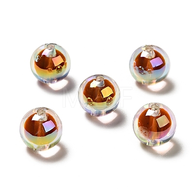 UV Plating Rainbow Iridescent Transparent Acrylic Beads OACR-A014-04-1