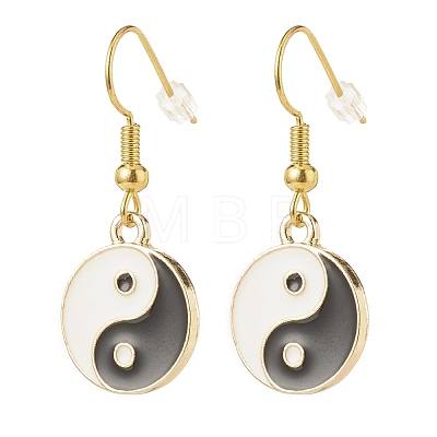 3 Pairs 3 Style Flat Round with Yin Yang Alloy Enamel Dangle Earrings & Stud & Leverback Earrings EJEW-JE04893-1