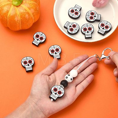 10Pcs Skull Silicone Beads JX889A-1