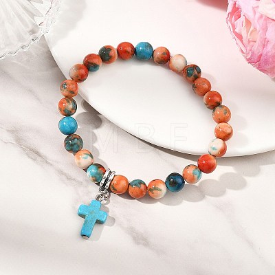 Unisex Synthetic Mixed Stone Bracelets BJEW-JB13626-1