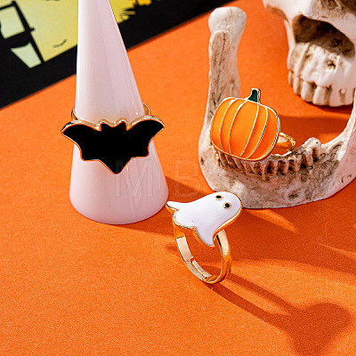 3Pcs Halloween Alloy Enamel Finger Rings FS-WG0E7D9-01-1