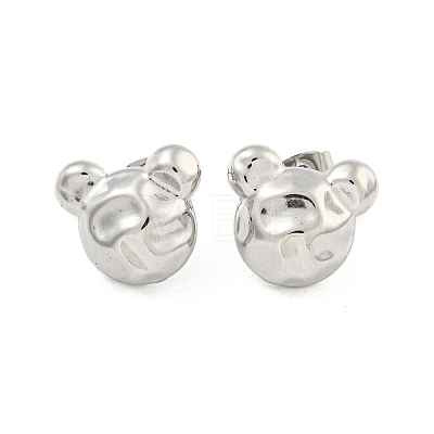 Non-Tarnish Bear 304 Stainless Steel Ear Studs EJEW-L290-018P-1