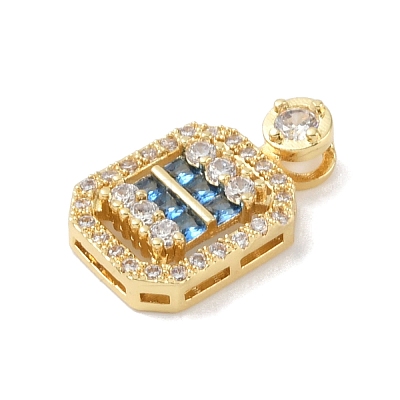 Rack Plating Brass Micro Pave Cubic Zirconia Pendants KK-A224-20G-04-1