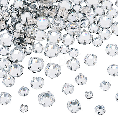 100Pcs 5 Styles Flat Round Sew on Rhinestone KK-TA0008-97-1