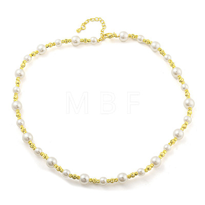 Brass Beaded Necklaces NJEW-P307-01G-1