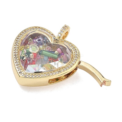 Brass Micro Pave Clear Cubic Zirconia Pendants KK-C251-07G-01-1