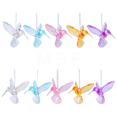 10Pcs 5 Colors Acrylic Pendant Decorations HJEW-GO0001-22-1