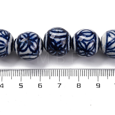 Handmade Blue and White Porcelain Beads Strands PORC-I027-04A-1