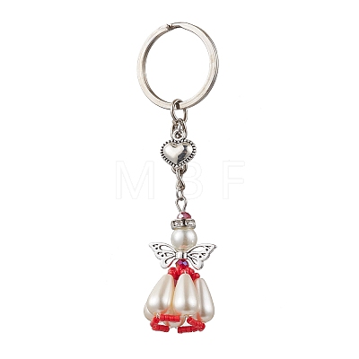 Acrylic Imitation Pearl Keychain KEYC-MZ00030-03-1