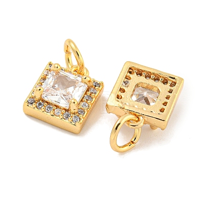 Brass Micro Pave Clear Cubic Zirconia Pendants KK-P275-32A-G-1