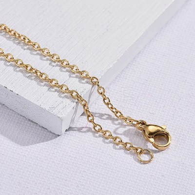 304 Stainless Steel Cable Chain Necklace Making STAS-P045-01G-1
