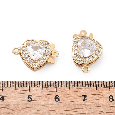 Heart Brass Micro Pave Cubic Zirconia Box Clasps KK-B125-15A-01G-1