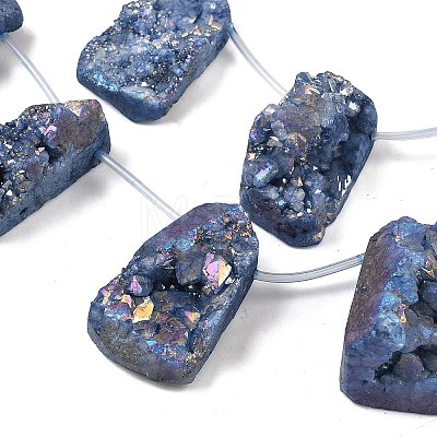 Electroplated Natural Druzy Agate Beads Strands G-N0259-07-1