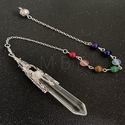 Synthetic Quartz Crystal & Mixed Gemstone Bullet Pointed Dowsing Pendulums CHAK-PW0001-051K-1-1