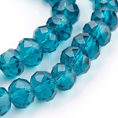 Peacock Blue Imitate Austrian Crystal Faceted Glass Rondelle Spacer Beads X-GR8MMY-69-1