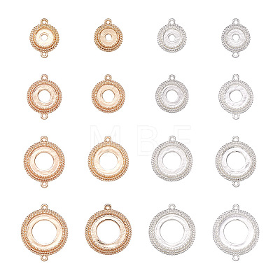 16Pcs 16 Style Brass Pendant Cabochon Settings & Cabochon Connector Settings FIND-BY0001-13-1