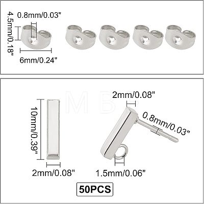 304 Stainless Steel Stud Earring Findings STAS-UN0019-62P-1