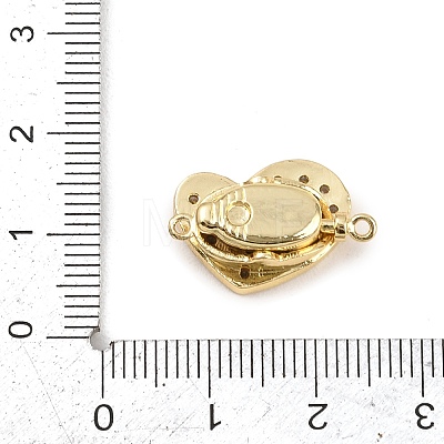 Heart Brass Micro Pave Clear Cubic Zirconia Box Clasps KK-H537-05G-1