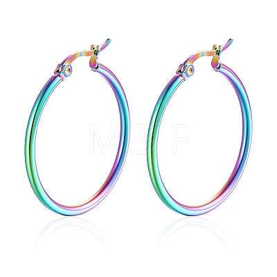 304 Stainless Steel Hoop Earrings PW-WG89744-15-1