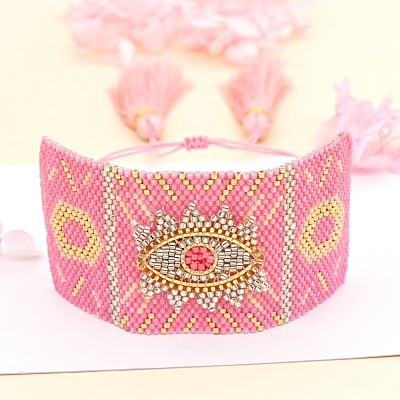 Friendship Eye Loom Pattern Seed Beads Bracelets for Women BJEW-Z013-15B-1