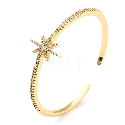 Star Cubic Zirconia Cuff Bangle BJEW-I298-11G-1