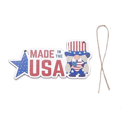 Independence Day Density Board Wooden Wall Ornament Doorplate Pendants HJEW-C004-10-1