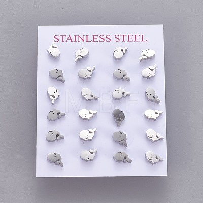304 Stainless Steel Stud Earrings EJEW-F227-19P-1