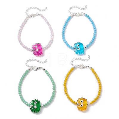 4Pcs 4 Colors Glass & Handmade Lampwork Beaded Bracelets for Women BJEW-TA00692-1