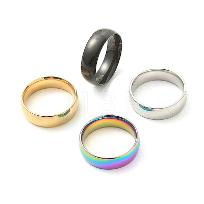 4Pcs 4 Colors 201 Stainless Steel Plain Band Rings Set for Women RJEW-YW0001-04-1