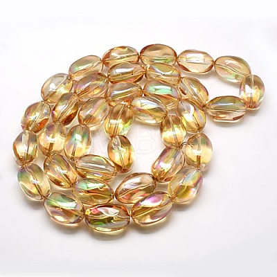 Full Rainbow Plated Crystal Glass Oval Beads Strands EGLA-F026-A10-1
