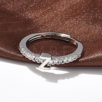 S925 Sterling Silver Adjustable Letter Rings for Women RJEW-M068-01P-Z-1