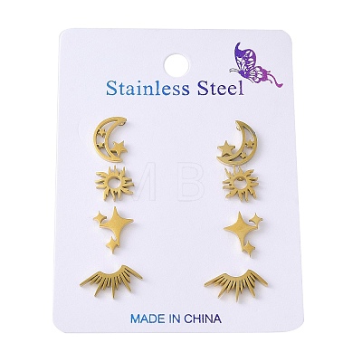 304 Stainless Steel Earring Sets EJEW-S248-07G-1