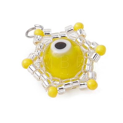 Beaded Star Eye Charms PALLOY-MZ00574-08-1