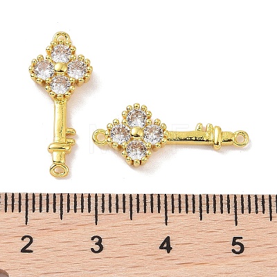 Real 18K Gold Plated Brass Pave Cubic Zirconia Connector Charms KK-L209-042G-01-1