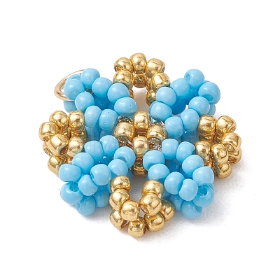 Glass Seed Beaded Pendants PALLOY-MZ01267-02-1