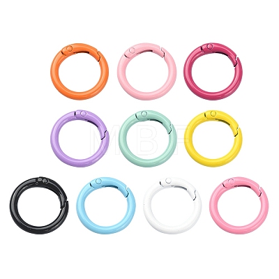 10Pcs 10 Colors Spray Painted Eco-Friendly Alloy Spring Gate Rings FIND-YW0002-27-1