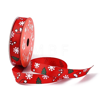 5 Yards Christmas Polyester Printed Grosgrain Ribbon OCOR-A008-01H-1