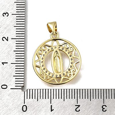 Brass Micro Pave Cubic Zirconia Pendants KK-C090-35G-06-1