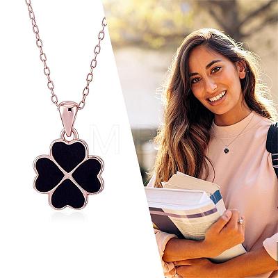 Four Leaf Clover Pendant Necklace Sterling 925 Silver Lucky Four Leaf Clover Necklace Adjustable Temperature-sensitive Color Changing Pendant Necklaces Jewelry Gift for Women JN1087A-1