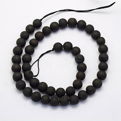 Electroplate Natural Druzy Agate Beads Strands G-G708-10mm-09-1