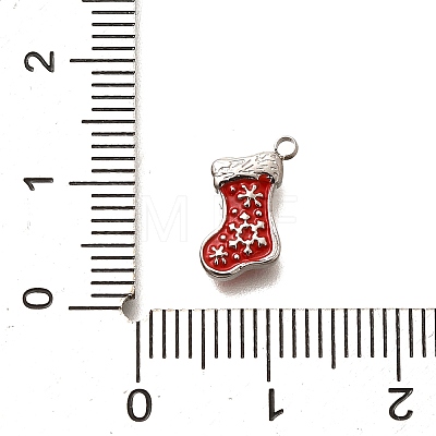 Christmas 304 Stainless Steel Red Enamel Charms STAS-L022-468P-1