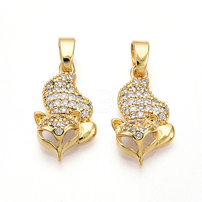 Brass Micro Pave Cubic Zirconia Pendants KK-T070-84G-1