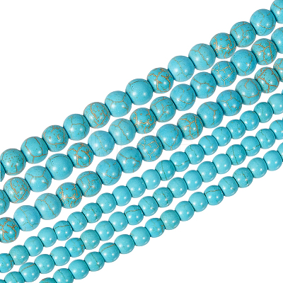 2 Strands 2 Styles Synthetic Turquoise Beads Strands G-PH0003-48D-1
