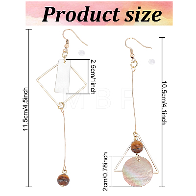 ANATTASOUL 2 Sets 2 Style Acrylic Rectangle & Flat Round Asymmetrical Earrings EJEW-AN0001-56-1