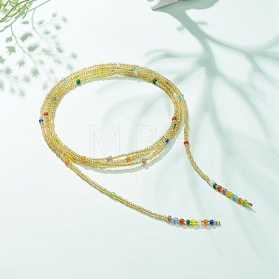 Glass Seed Beaded Rope Knot Multi Layered Necklace for Women NJEW-JN03907-1