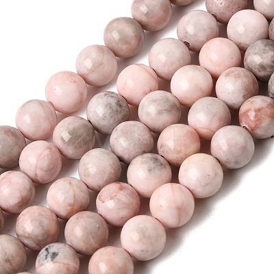 Natural Zebra Jasper Round Bead Strands X-G-E334-8mm-11-1