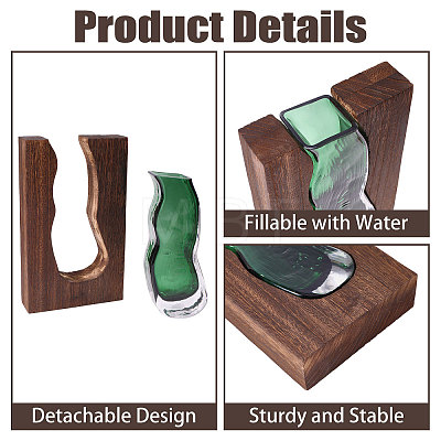 Wood Glass Vase Ornaments AJEW-WH0481-728-1